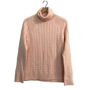 Michael Kors Pale Pink Cowl Chunky Herringbone Sweater Size Medium